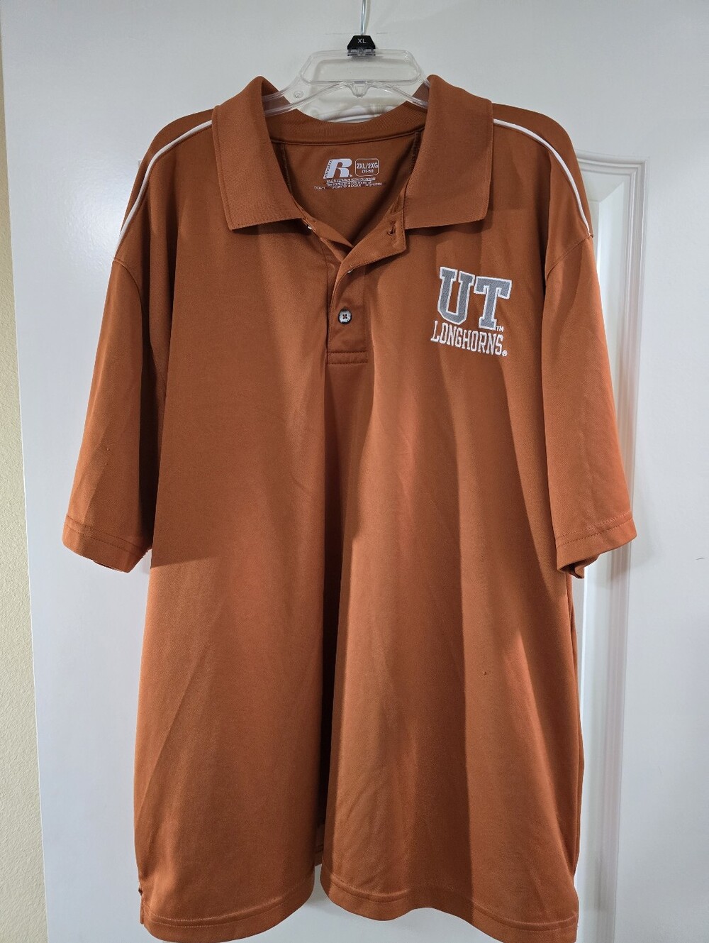 Russell Athletic UT Longhorns Polo Shirt - Orange with White Trim